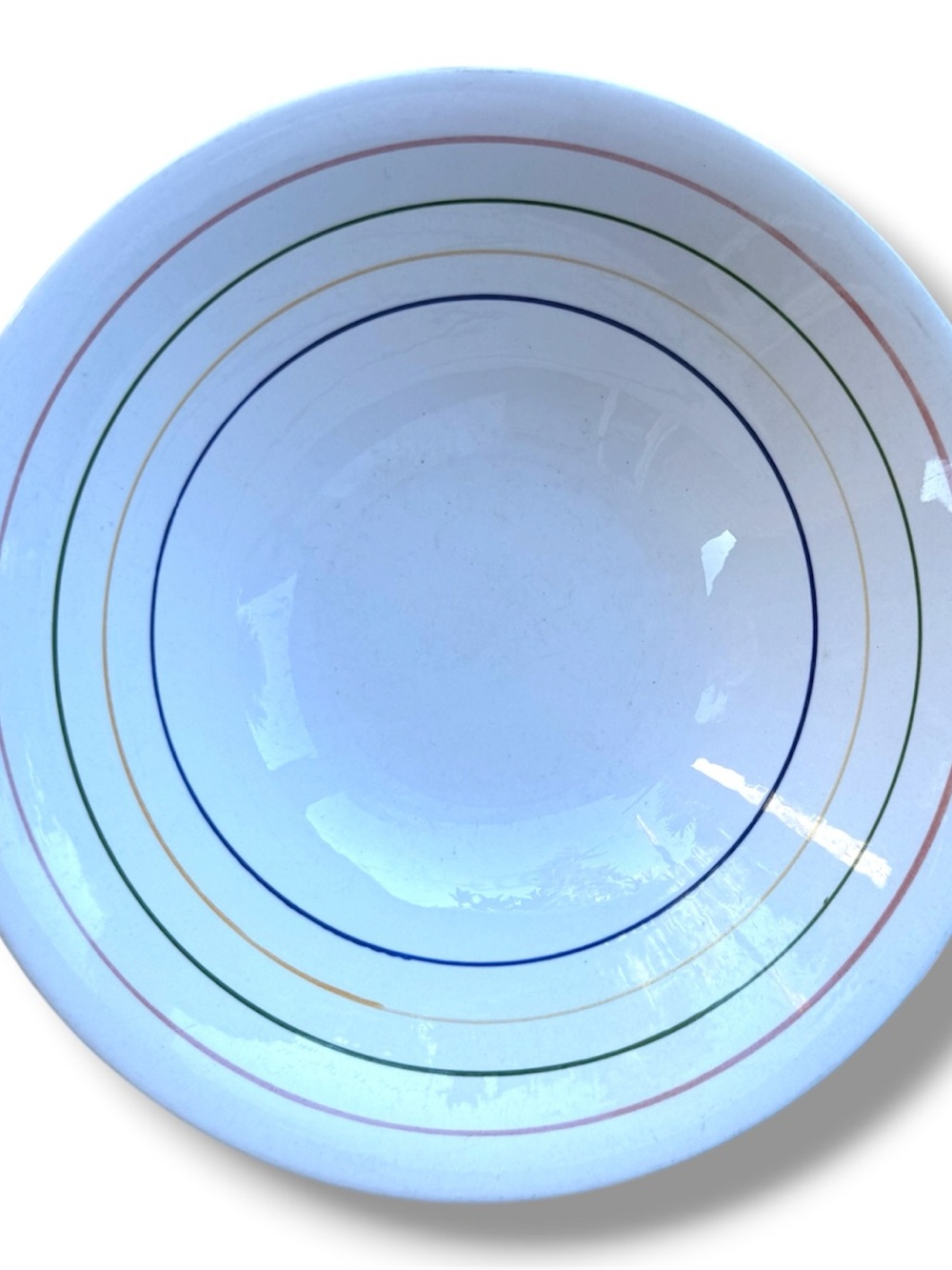 Sunnycraft Rainbow Bowl Stripe White Genuine Ironstone Hand Painted Oven Proof - Picture 10 of 10